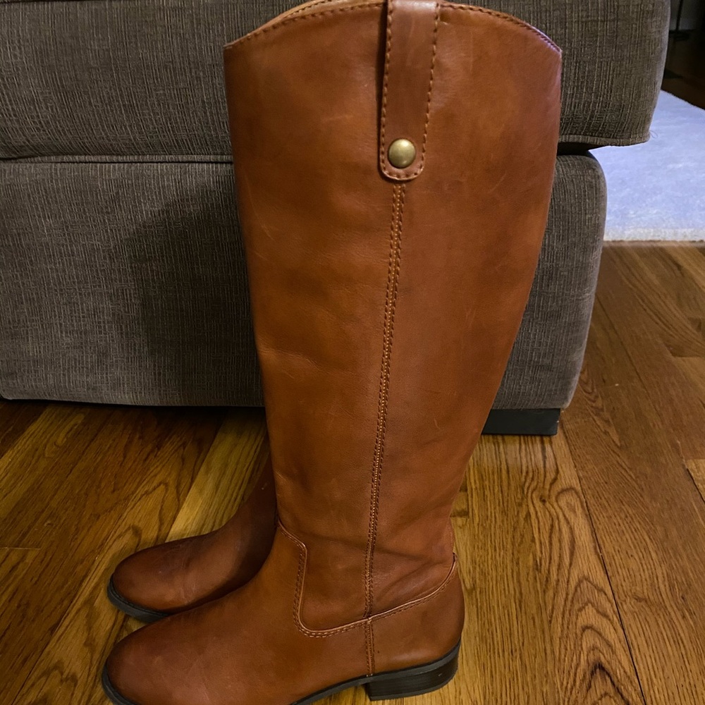 Brown leather boots